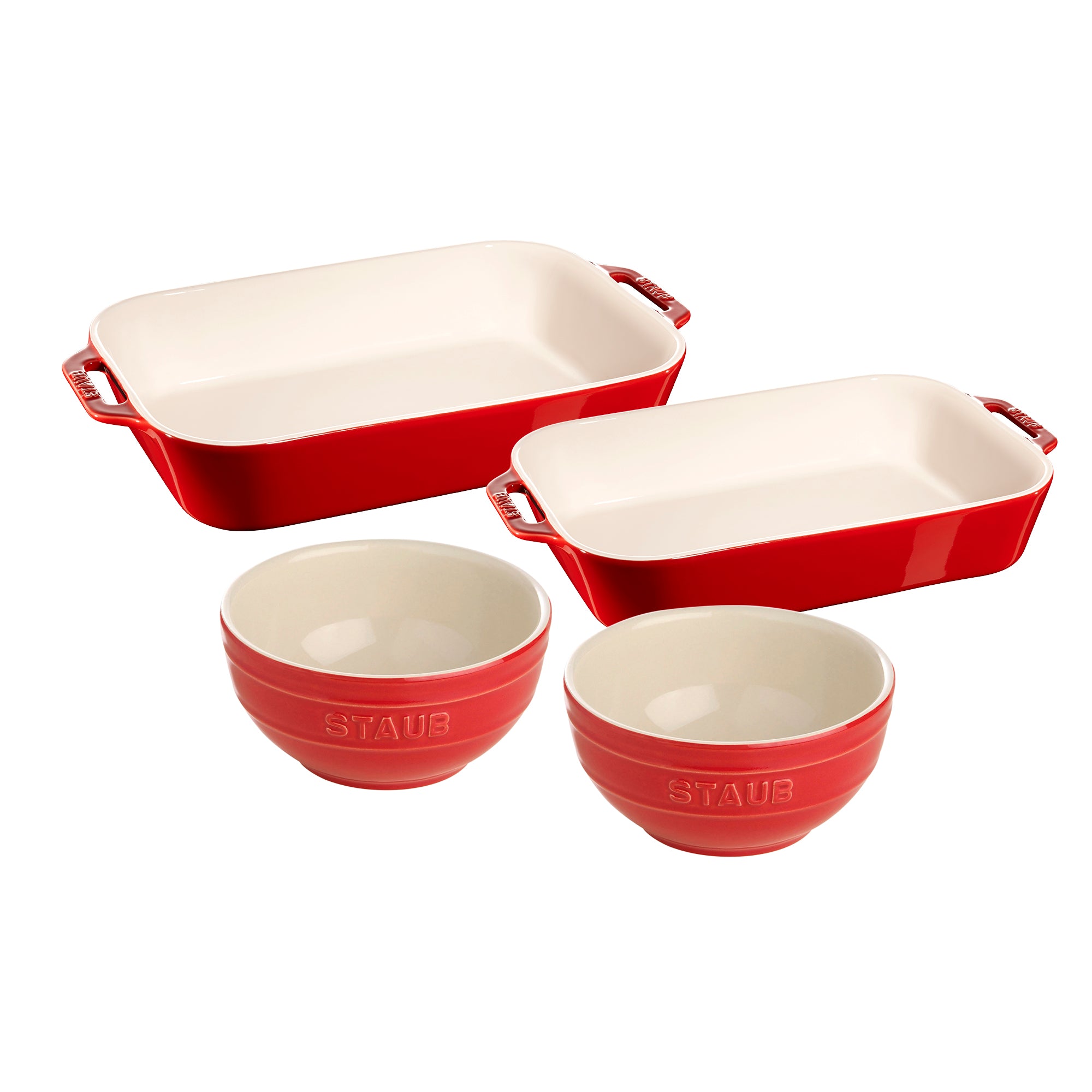 Ceramic 4-pc Baking Dish Set in Cherry