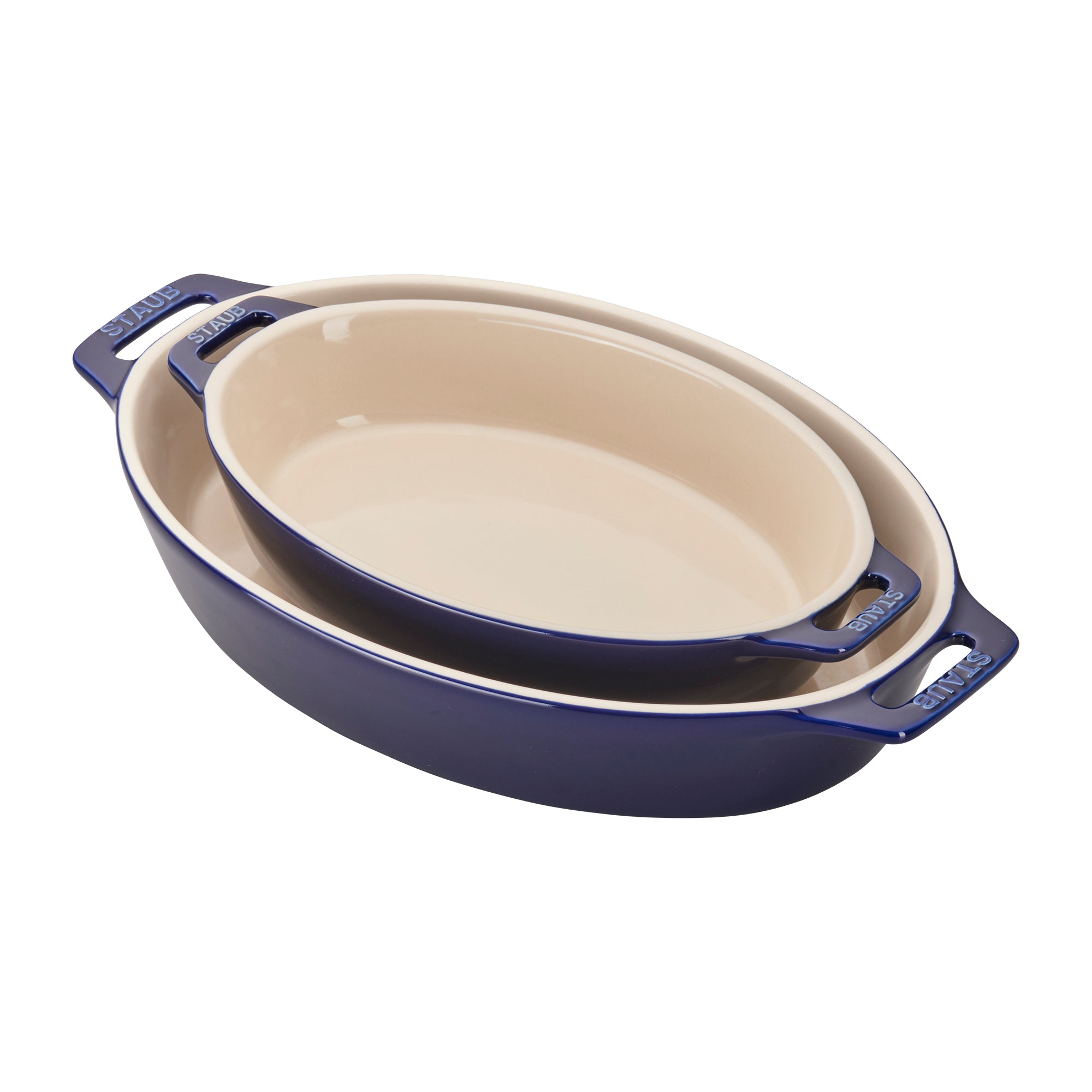 Ceramic 2-pc Oval Baking Dish Set in Dark Blue