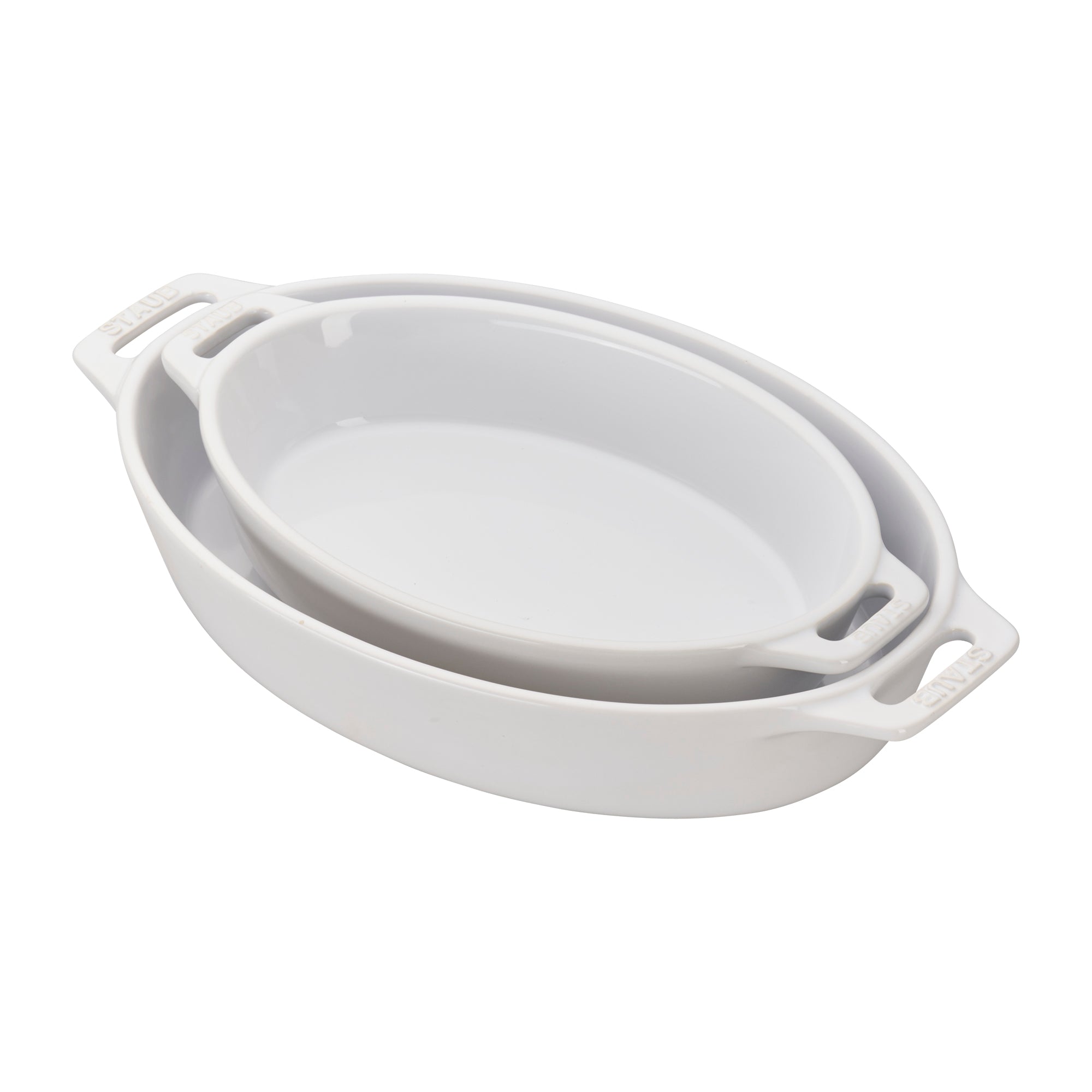 Ceramic 2-pc Oval Baking Dish Set in White