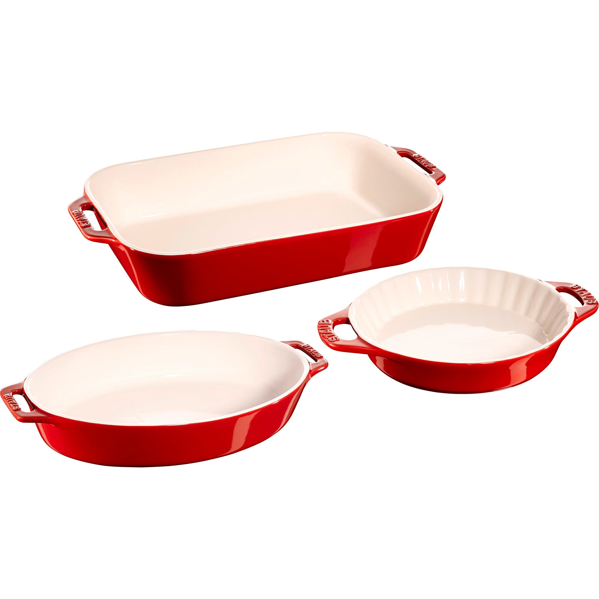 Ceramic 3-pc Mixed Baking Dish Set in Cherry