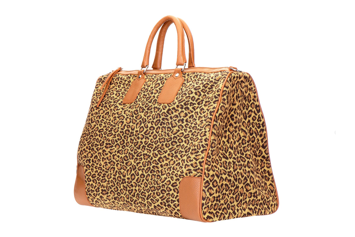 Jane Leopard Needlepoint Weekender