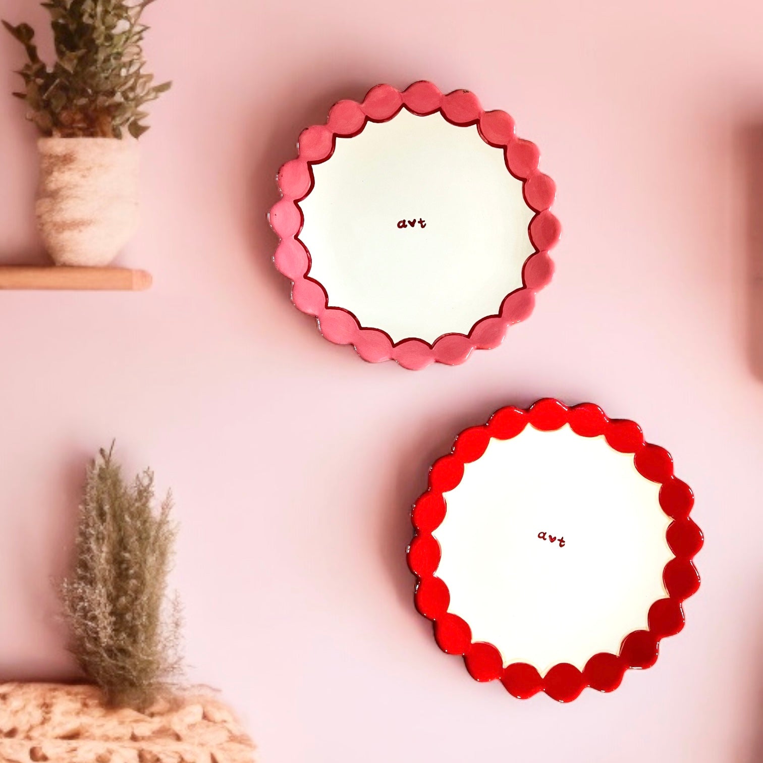 Initials Scalloped Dessert Plates, Set of 2