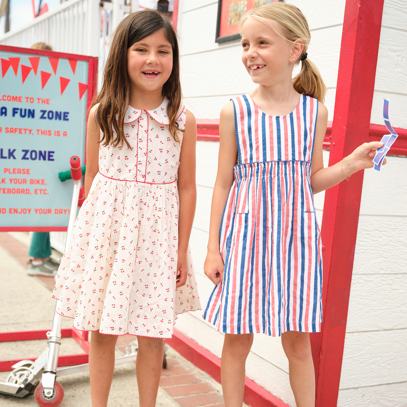 Girl’s Summer Cherries Rounded Collar Dress
