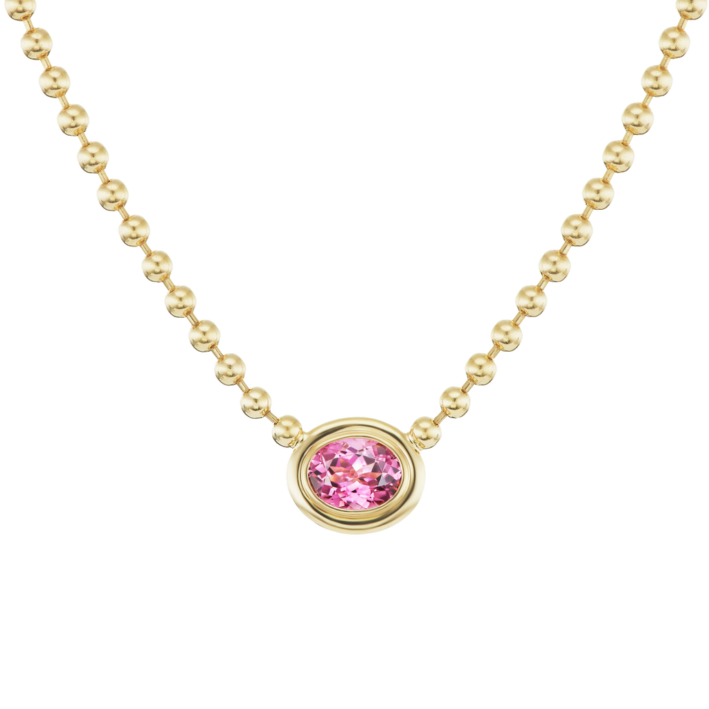 Pink Tourmaline Double Bubble Bezel Necklace