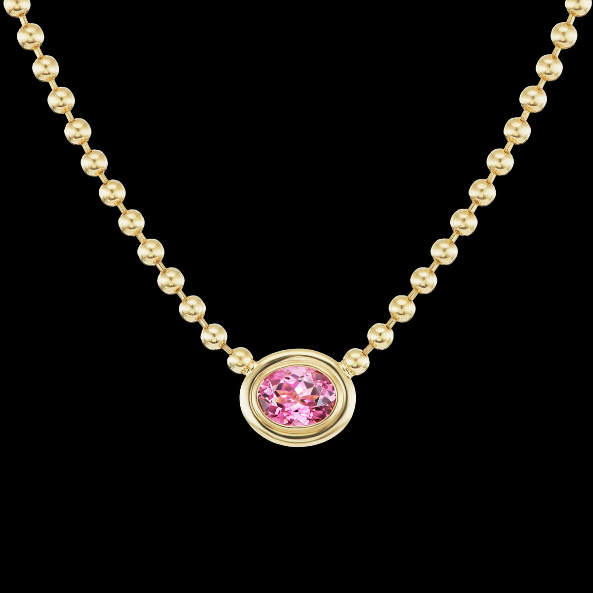 Pink Tourmaline Double Bubble Bezel Necklace