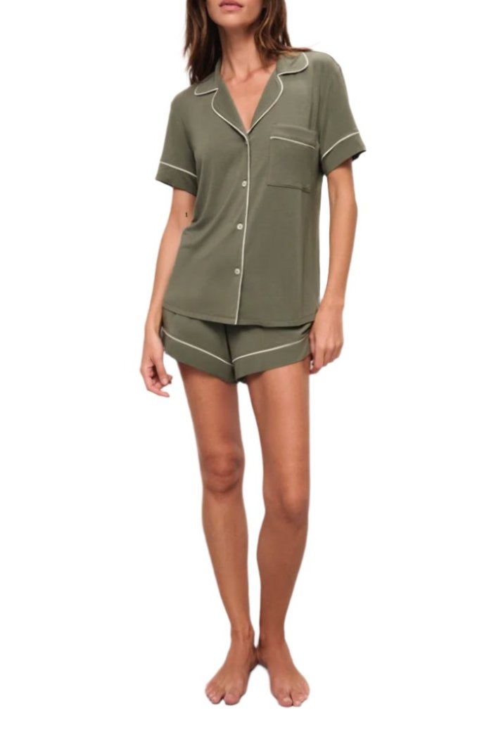 Gisele Relaxed Short PJ Set in Moss/Ivory