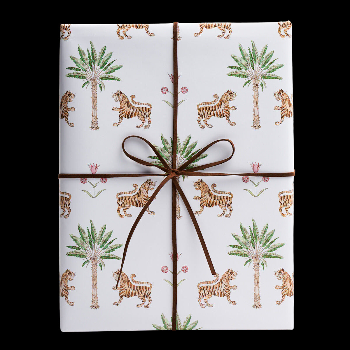 Tiger Palm Wrapping Paper In Crimson