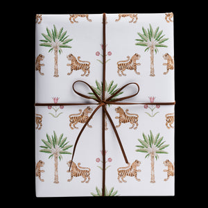 Tiger Palm Wrapping Paper In Crimson