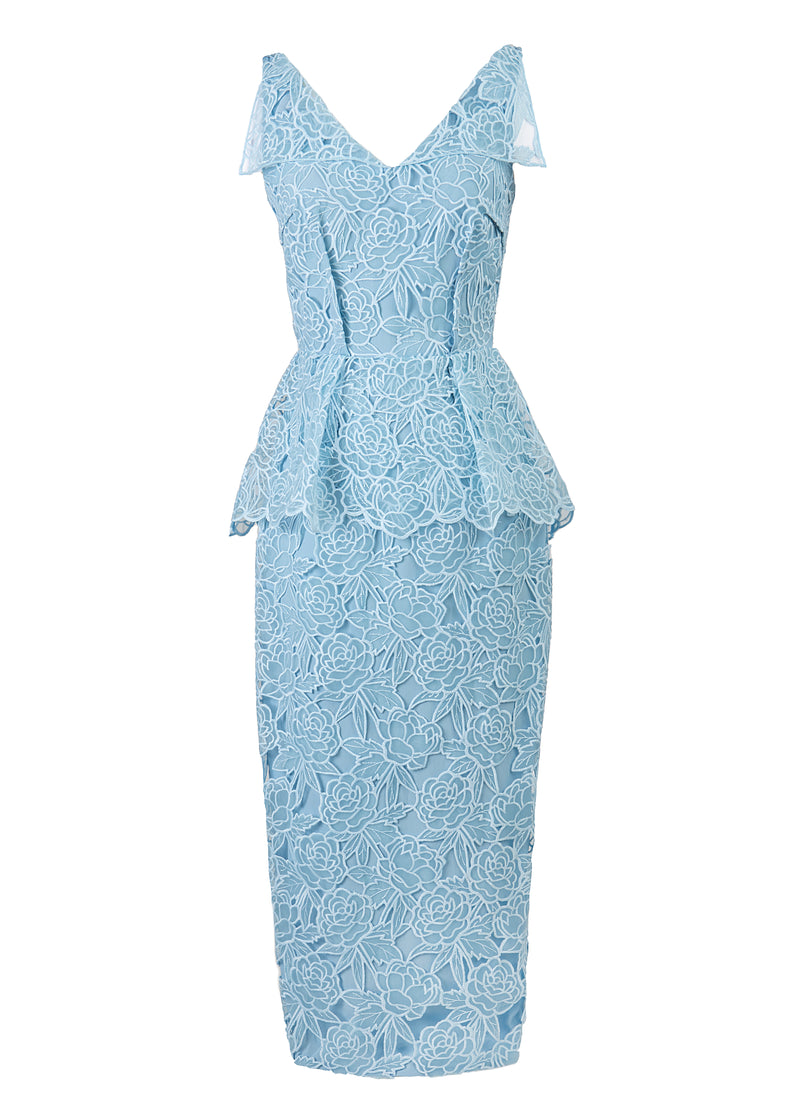 Maesa Organza Floral Dress in Baby Blue