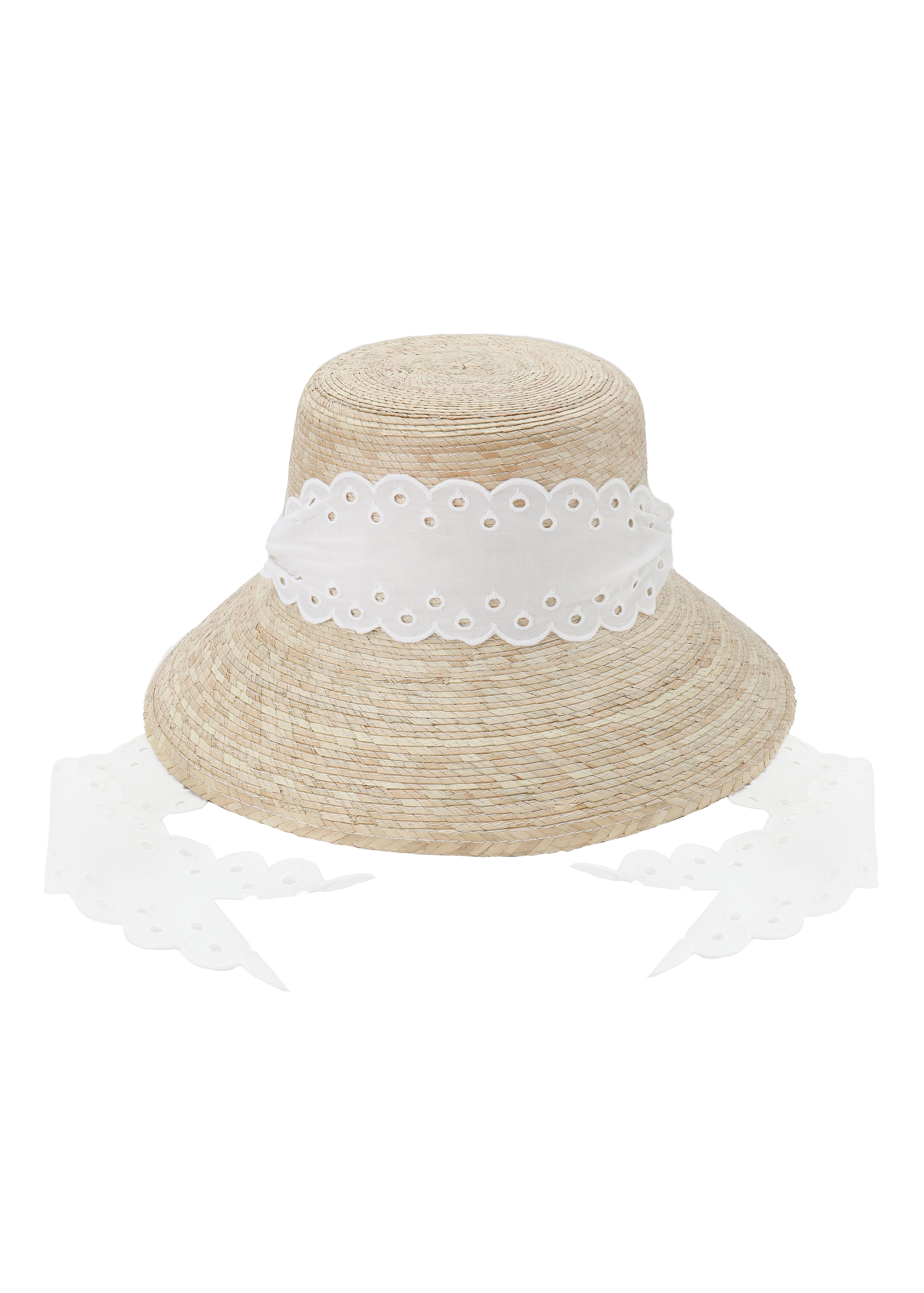 Clematis Bucket Hat With Antique Eyelet Scalloped Lace Ribbon