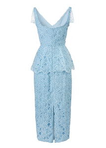 Maesa Organza Floral Dress in Baby Blue