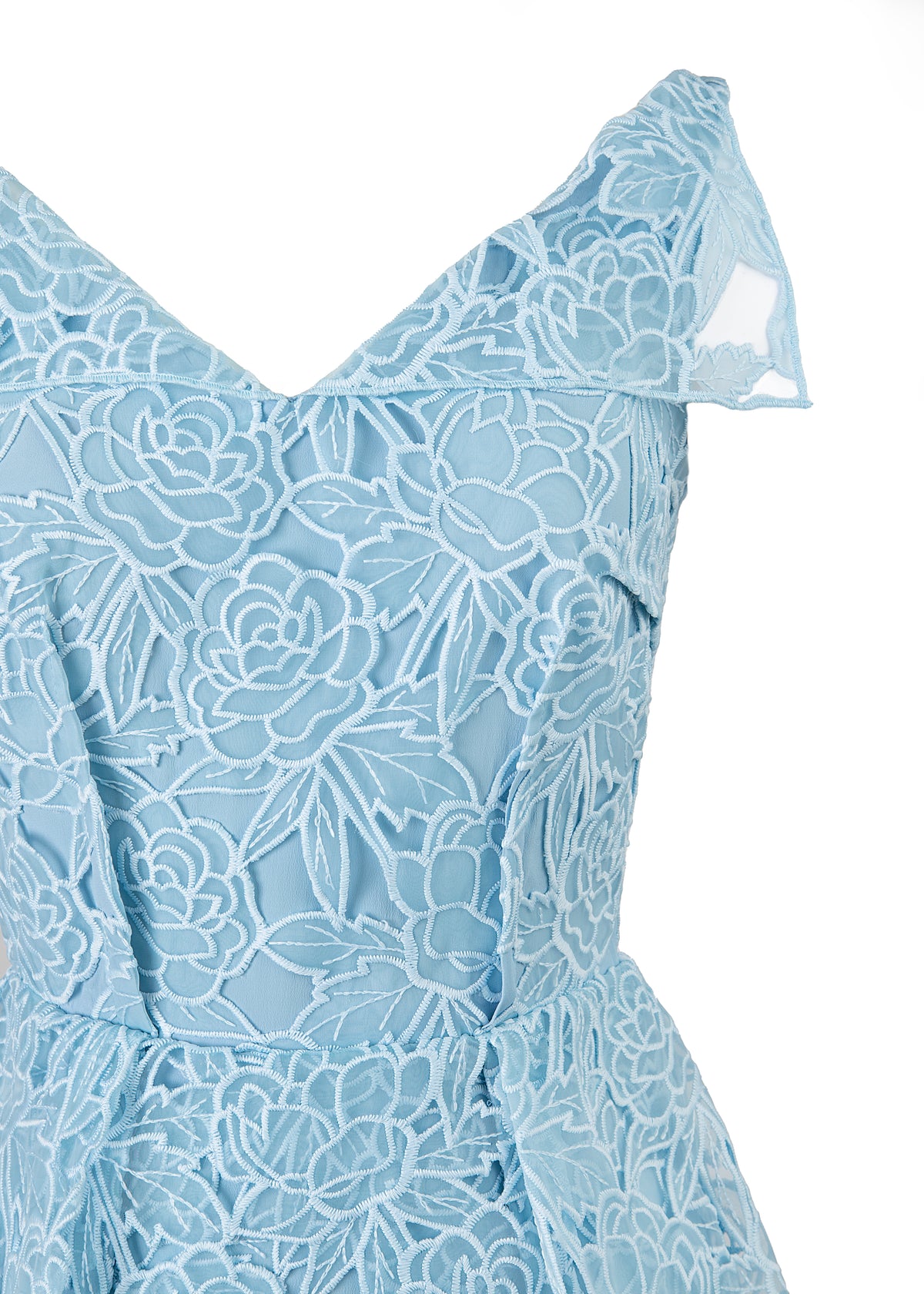 Maesa Organza Floral Dress in Baby Blue