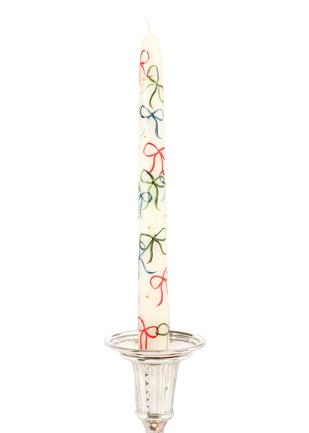 Festive Holiday Bows Taper Candles, Set of Two