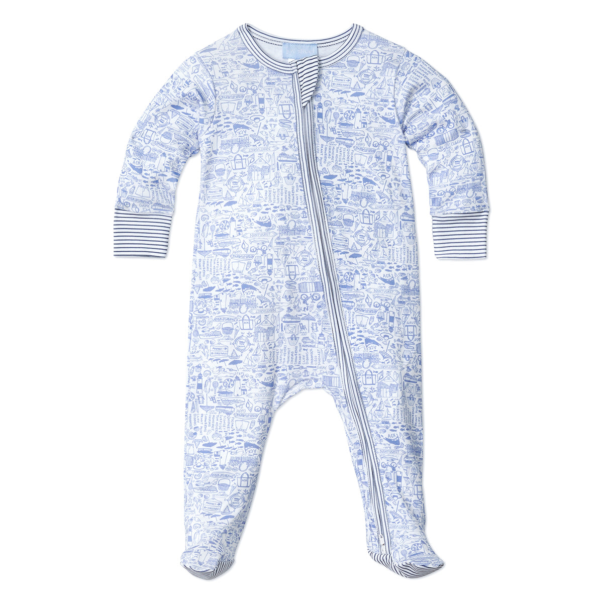 Nantucket Zip Baby Onesie in Sky Blue