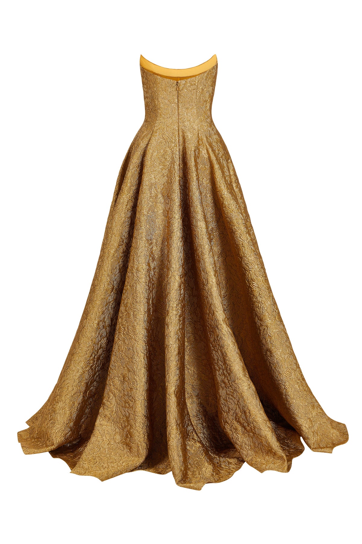 Laila Gold Brocade Strapless Gown