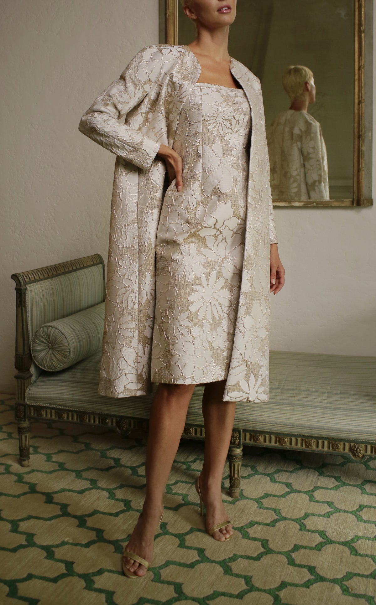 Over Coat in Daisy Brocade