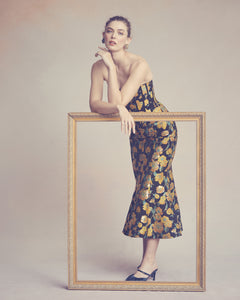 Elys Skirt in Metallic Citrine Brocade