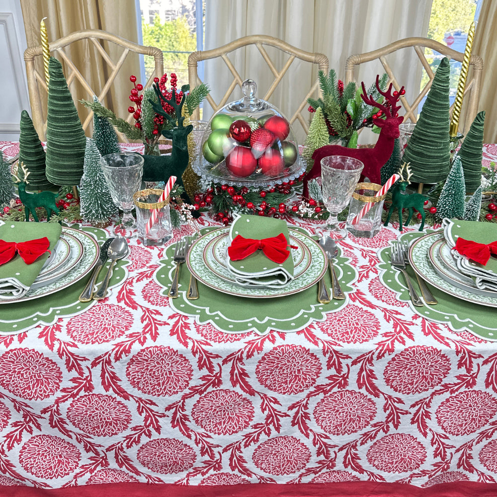 Flower and Vine Red Tablecloth