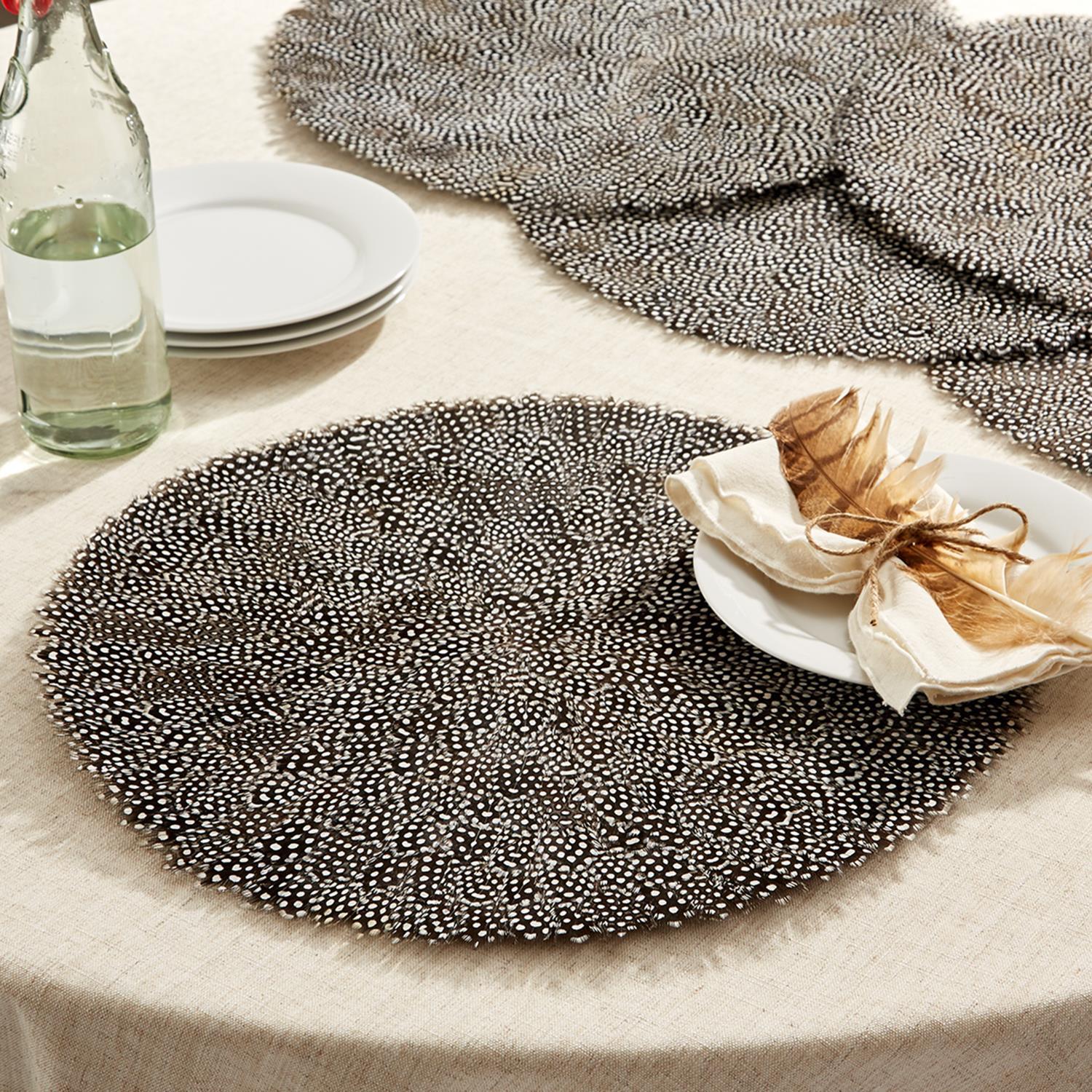 Guinea Feather Placemats, Set of 6