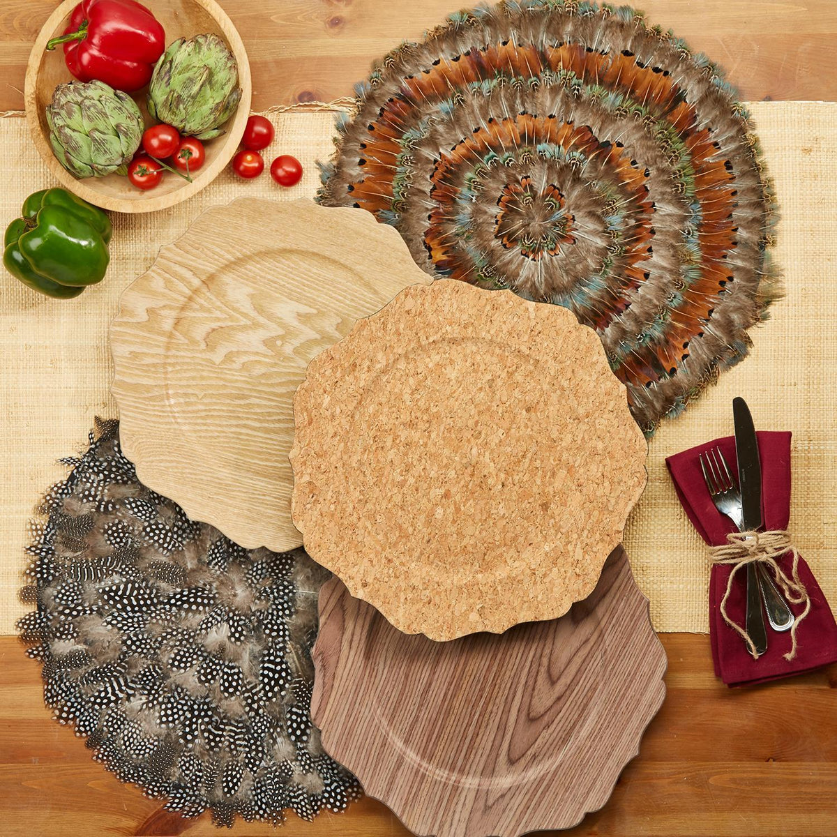 Guinea Feather Placemats, Set of 6