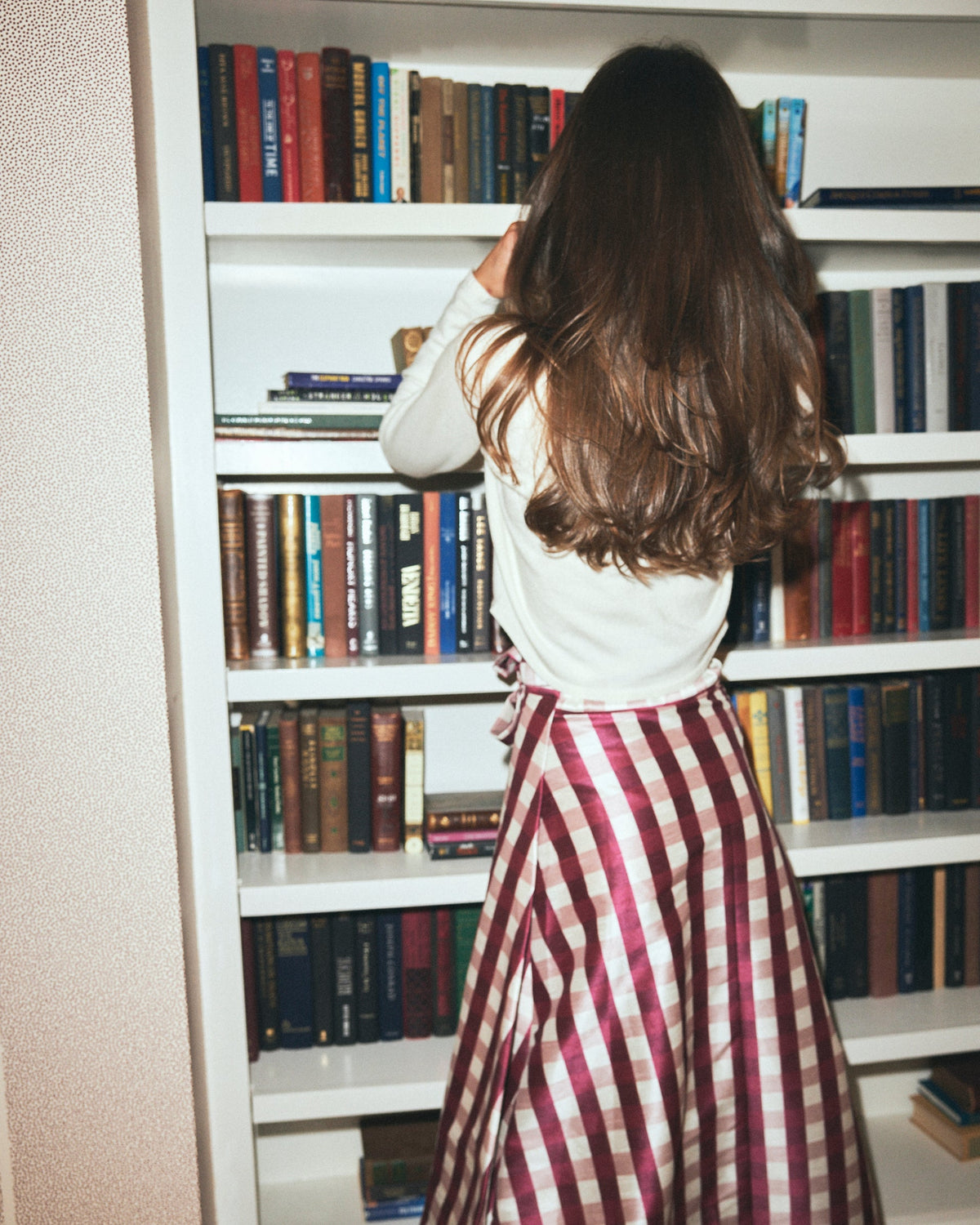 Helena Midi Wrap Skirt in Wine Gingham