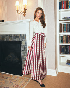 Helena Midi Wrap Skirt in Wine Gingham