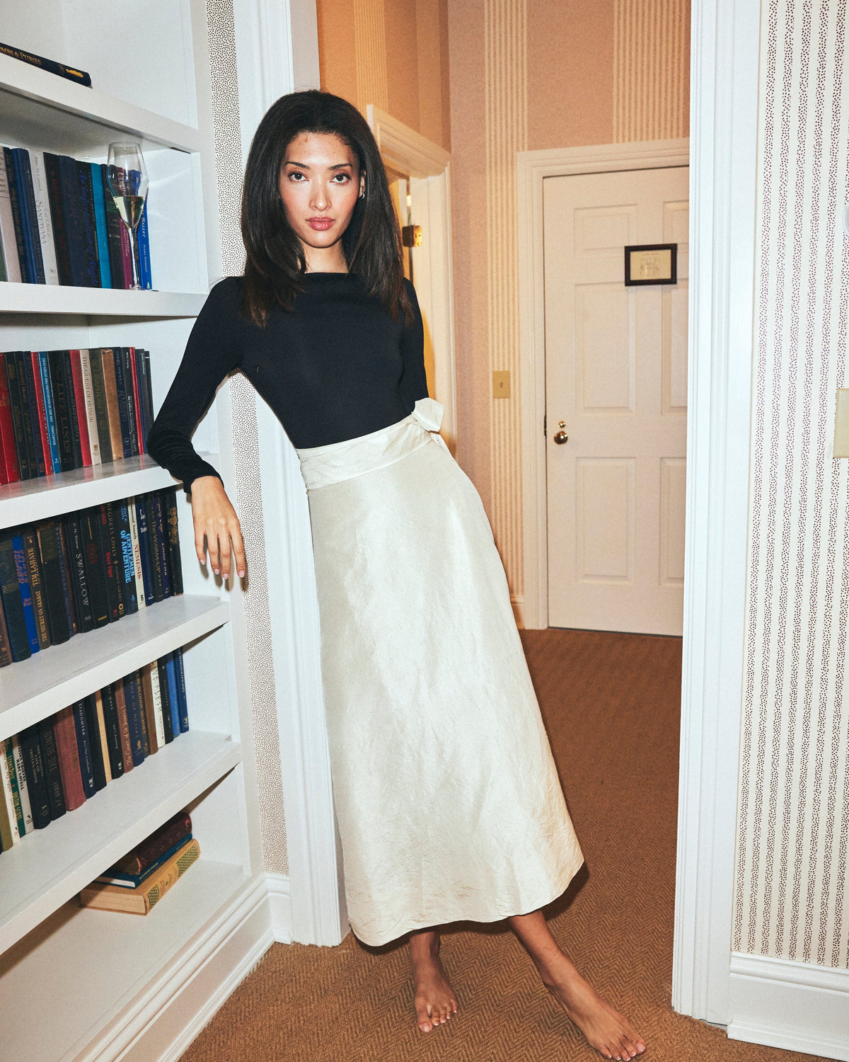 Helena Midi Wrap Skirt in Ivory