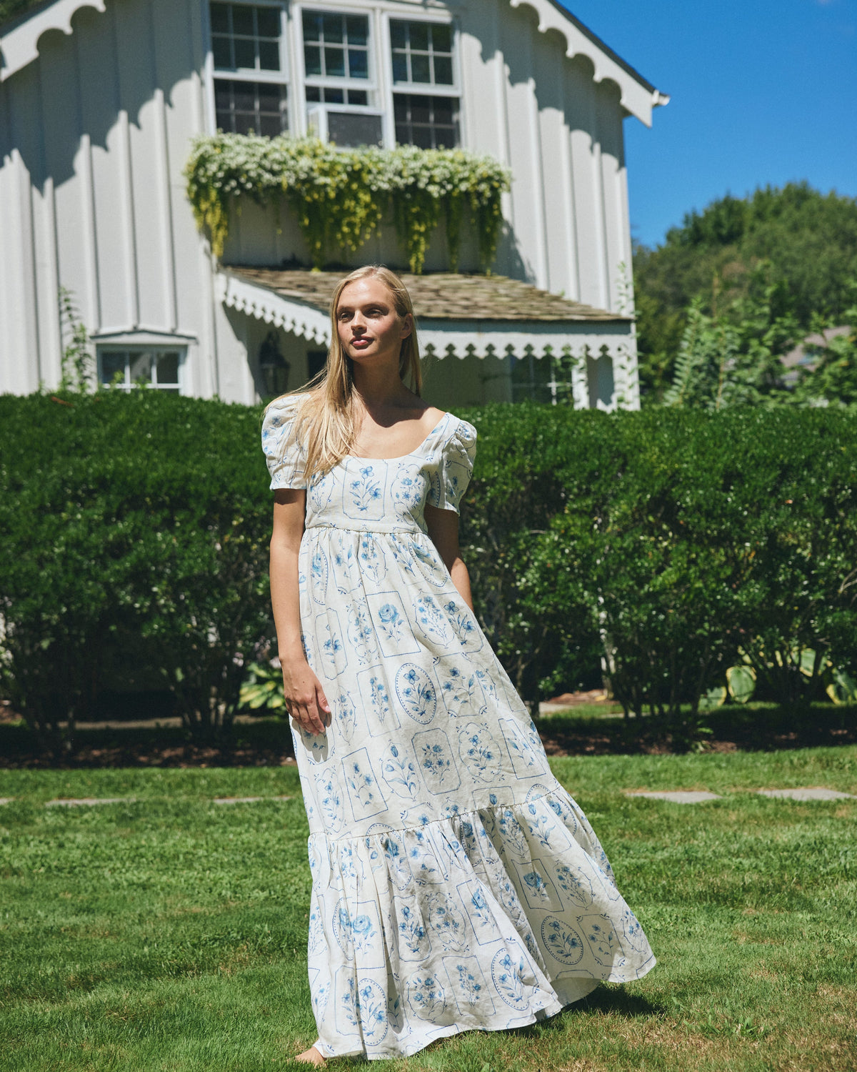 Ines Dress in Delft Tile
