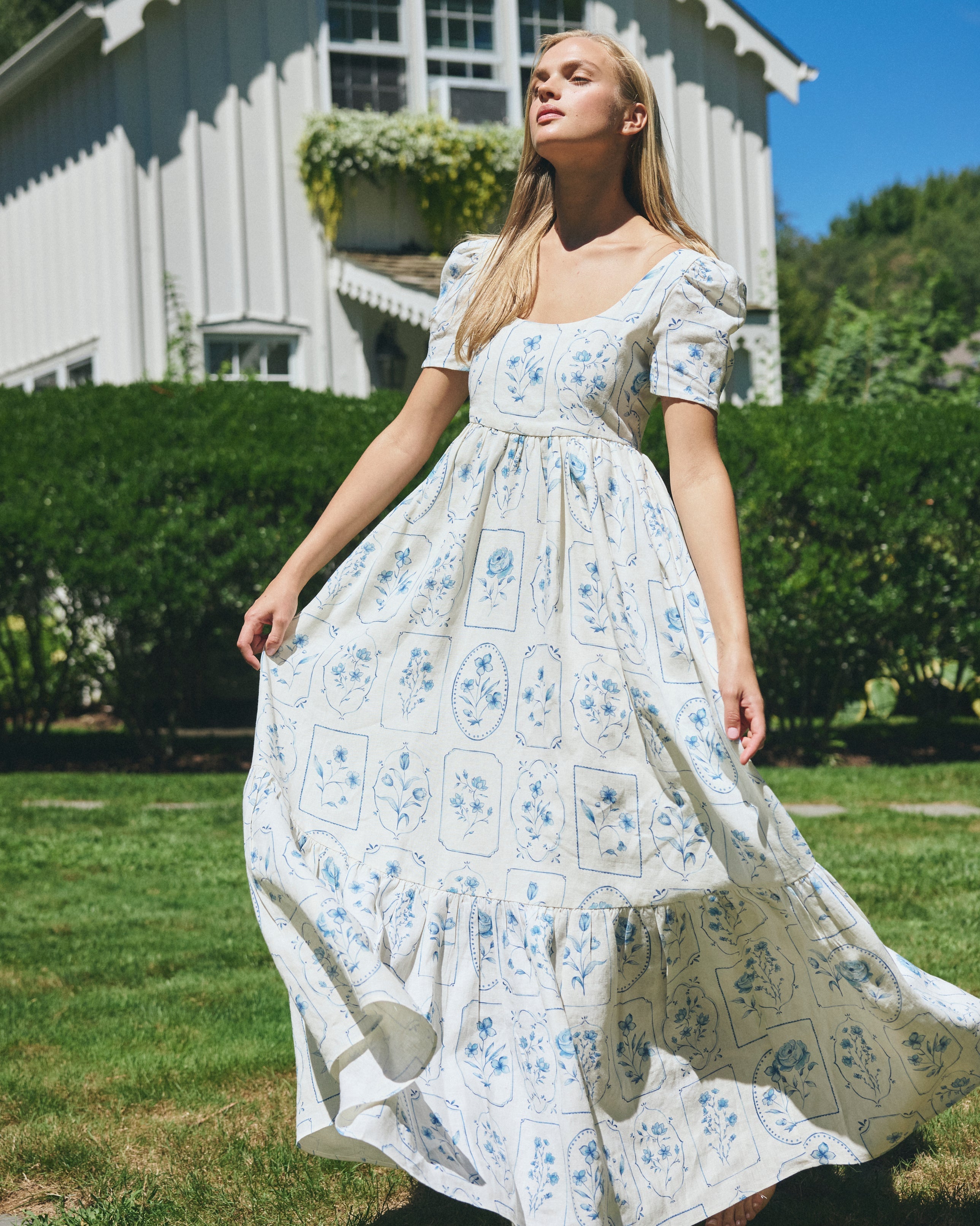 Ines Dress in Delft Tile