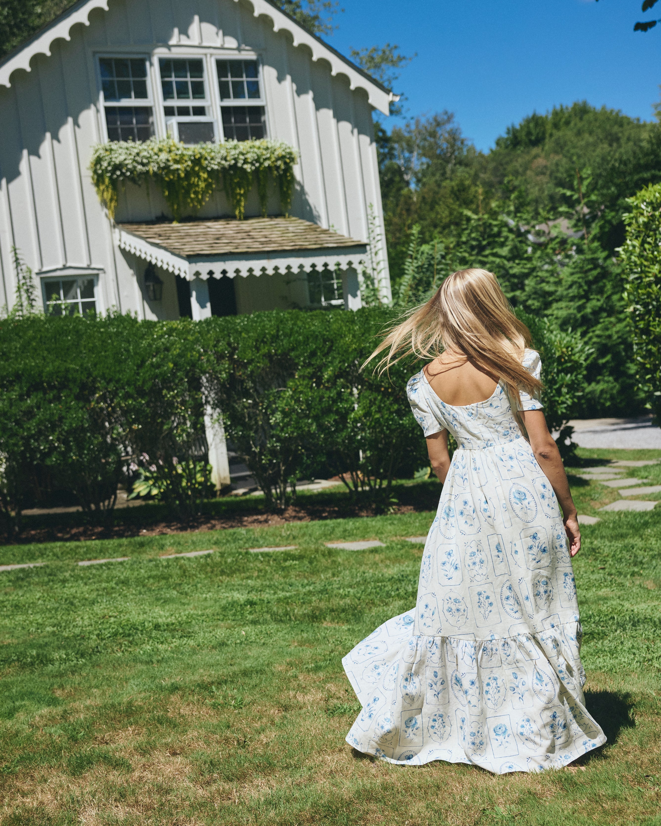 Ines Dress in Delft Tile
