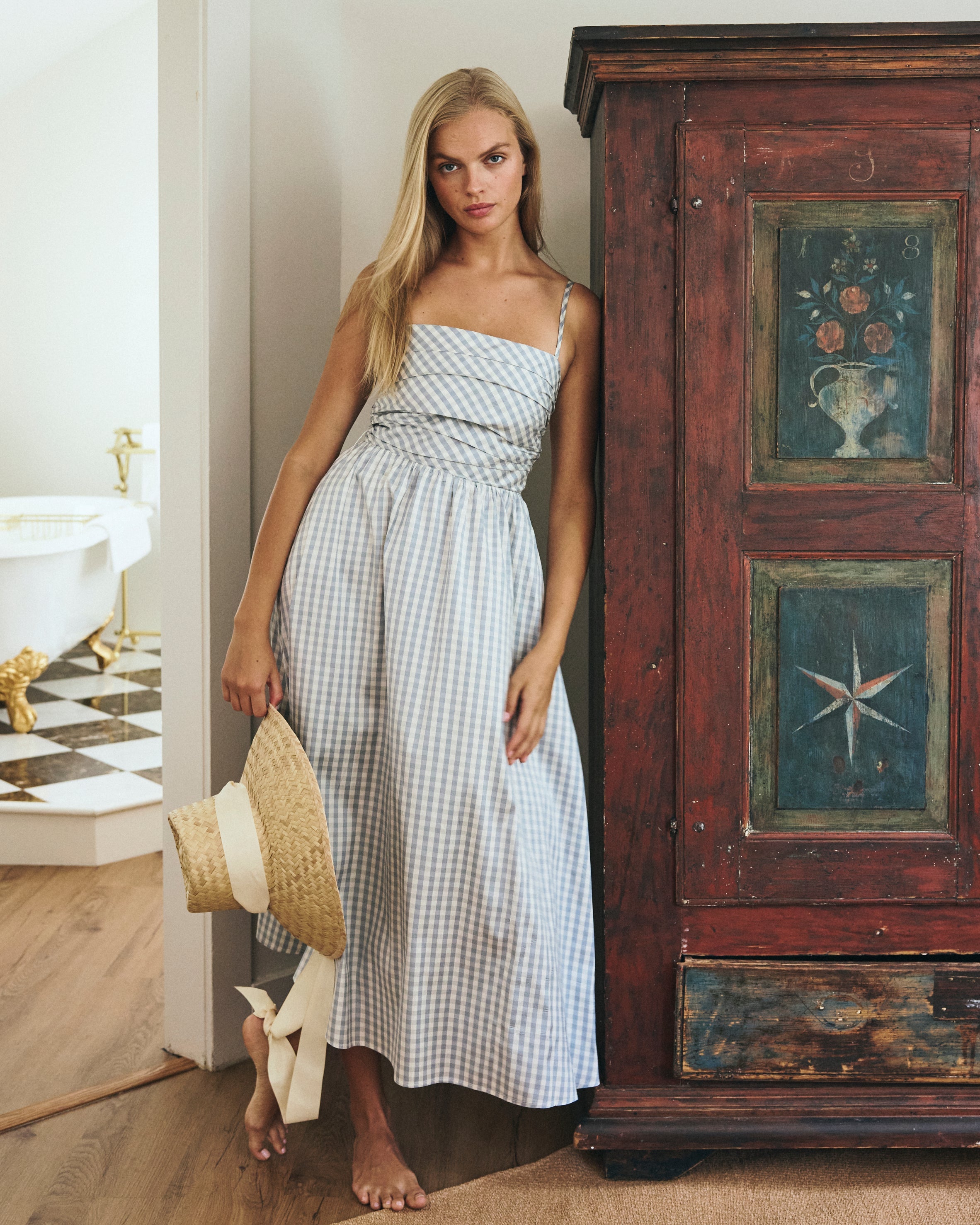 Clementine Dress in Blue Gingham