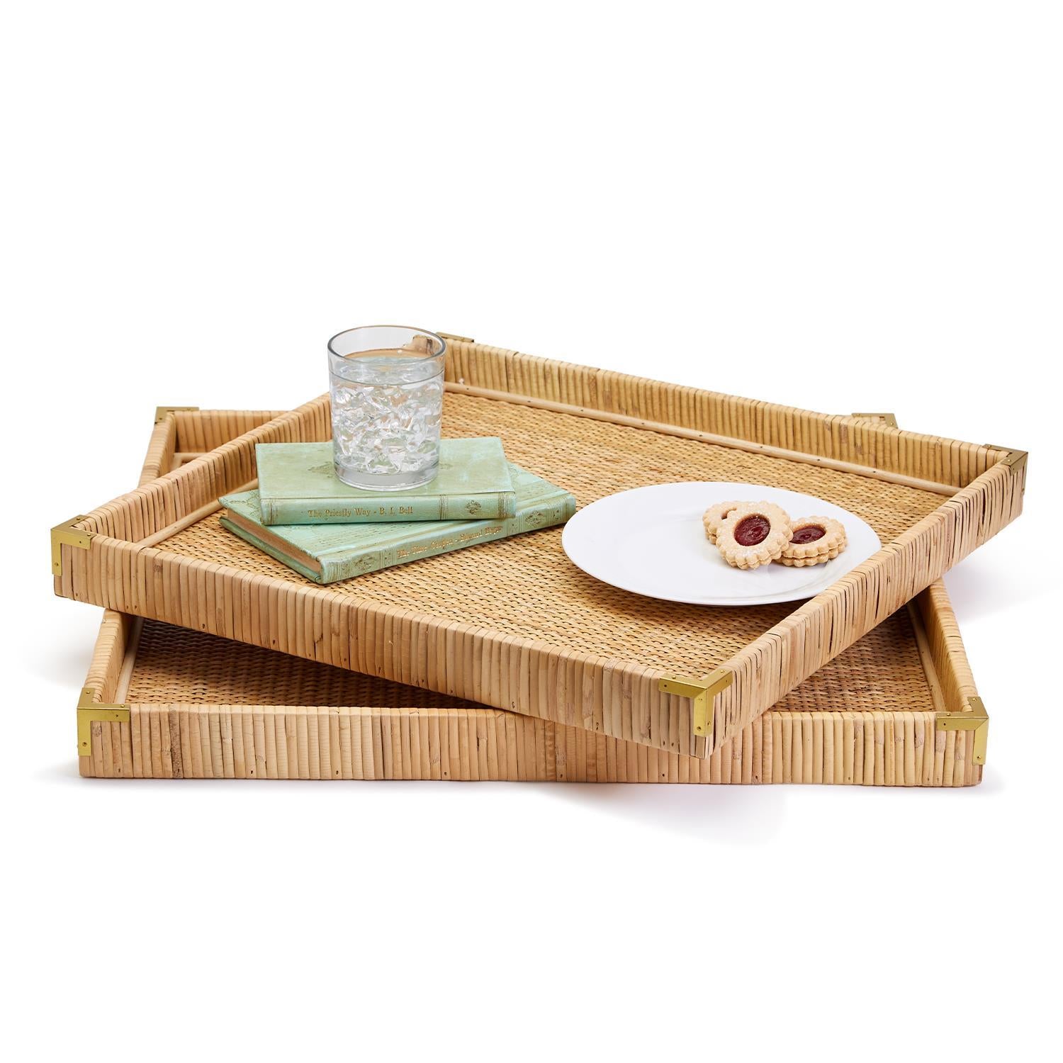 Rattan Square Tray, Set of 3