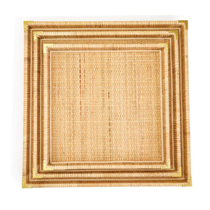 Rattan Square Tray, Set of 3