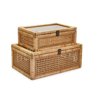 Rattan Decorative Storage Boxes, Set of 2