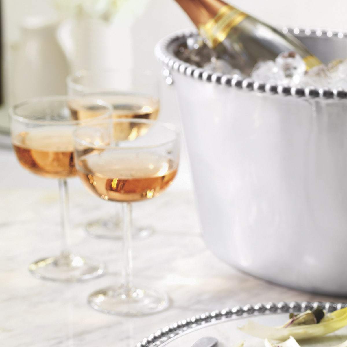 Pearled Medium Ice Bucket-Barware-|-Mariposa