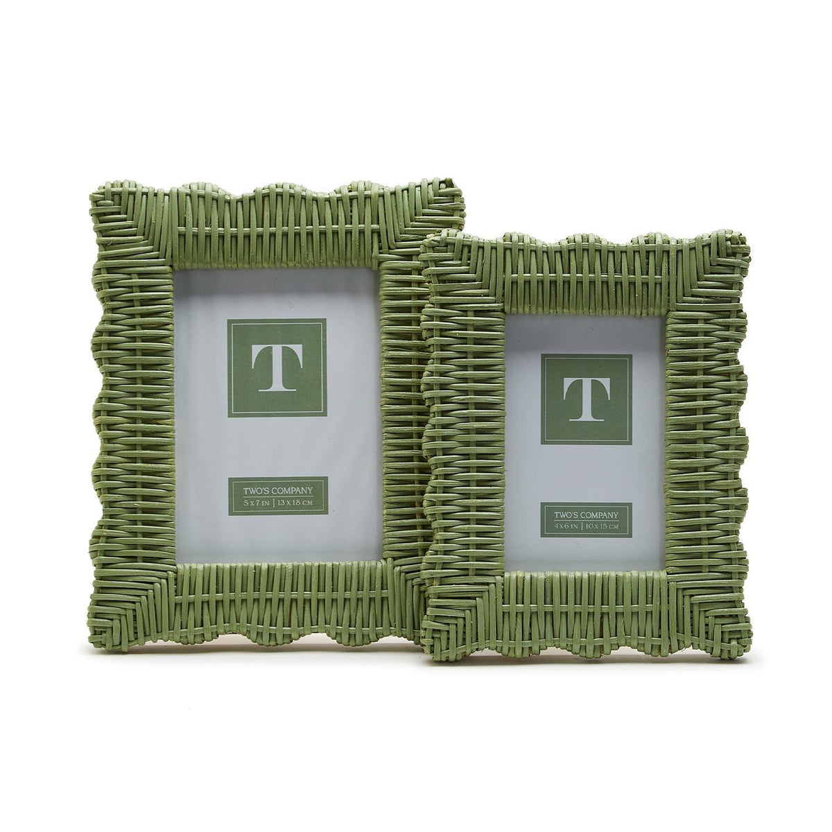 Green Wicker Weave Photo Frames, Set of 2