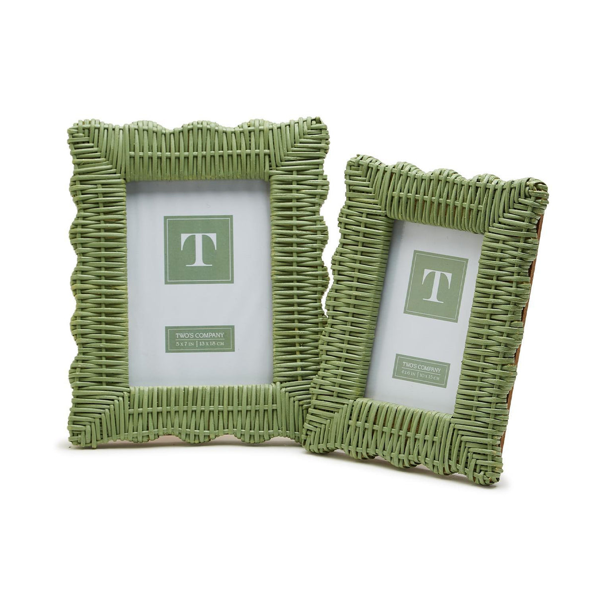 Green Wicker Weave Photo Frames, Set of 2