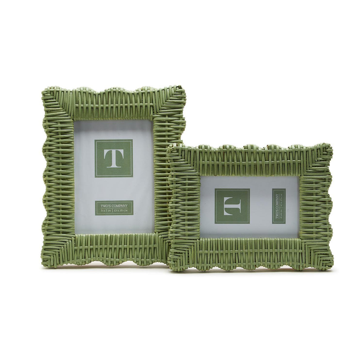 Green Wicker Weave Photo Frames, Set of 2