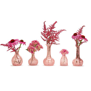 Pink Set of 5 Decorative Bottle / Vases with White Swirl