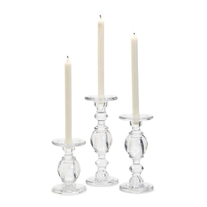 High-Glass Pedestal Candleholders, Set of 3