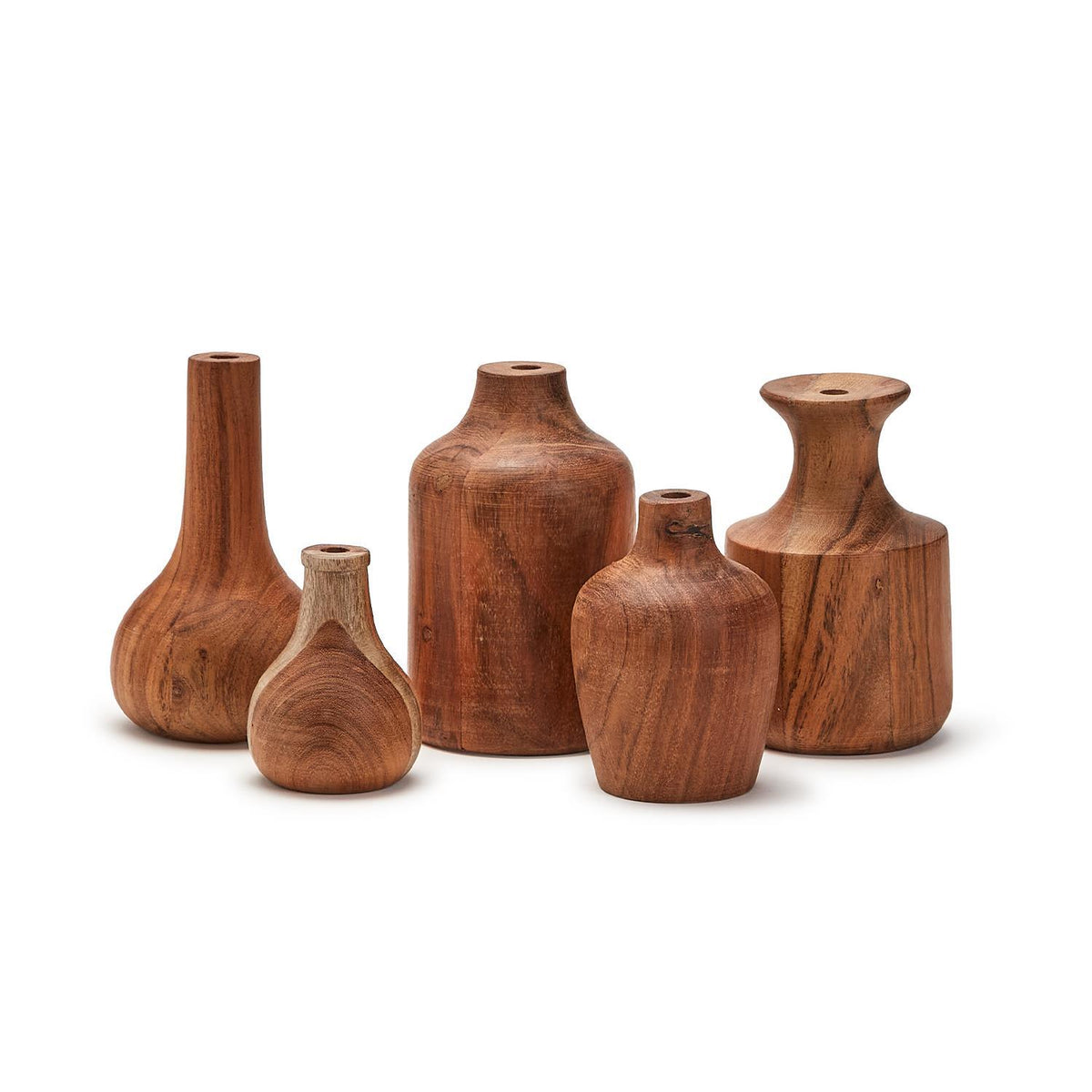 Wood Bud Vase, Set of 5