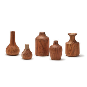 Wood Bud Vase, Set of 5