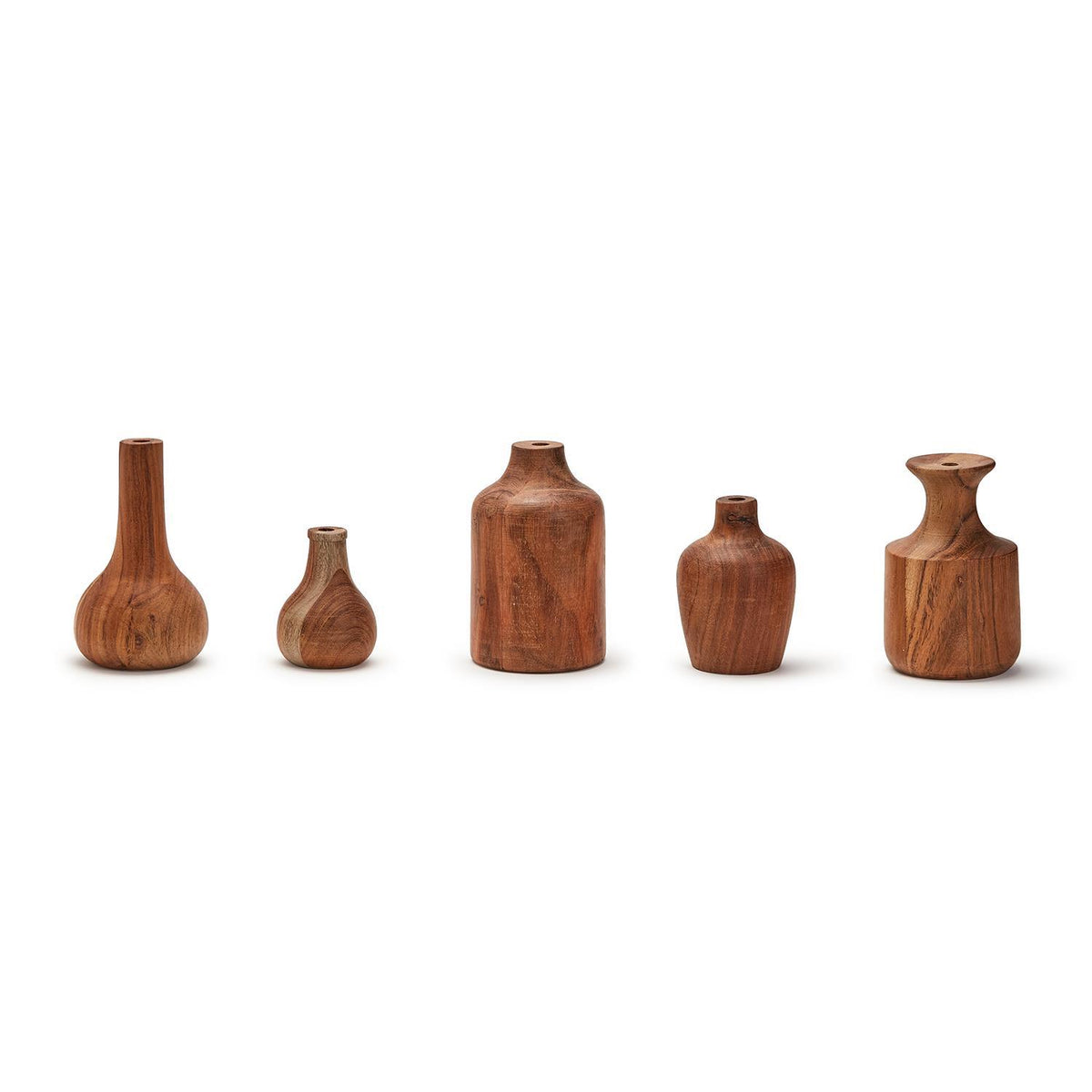 Wood Bud Vase, Set of 5