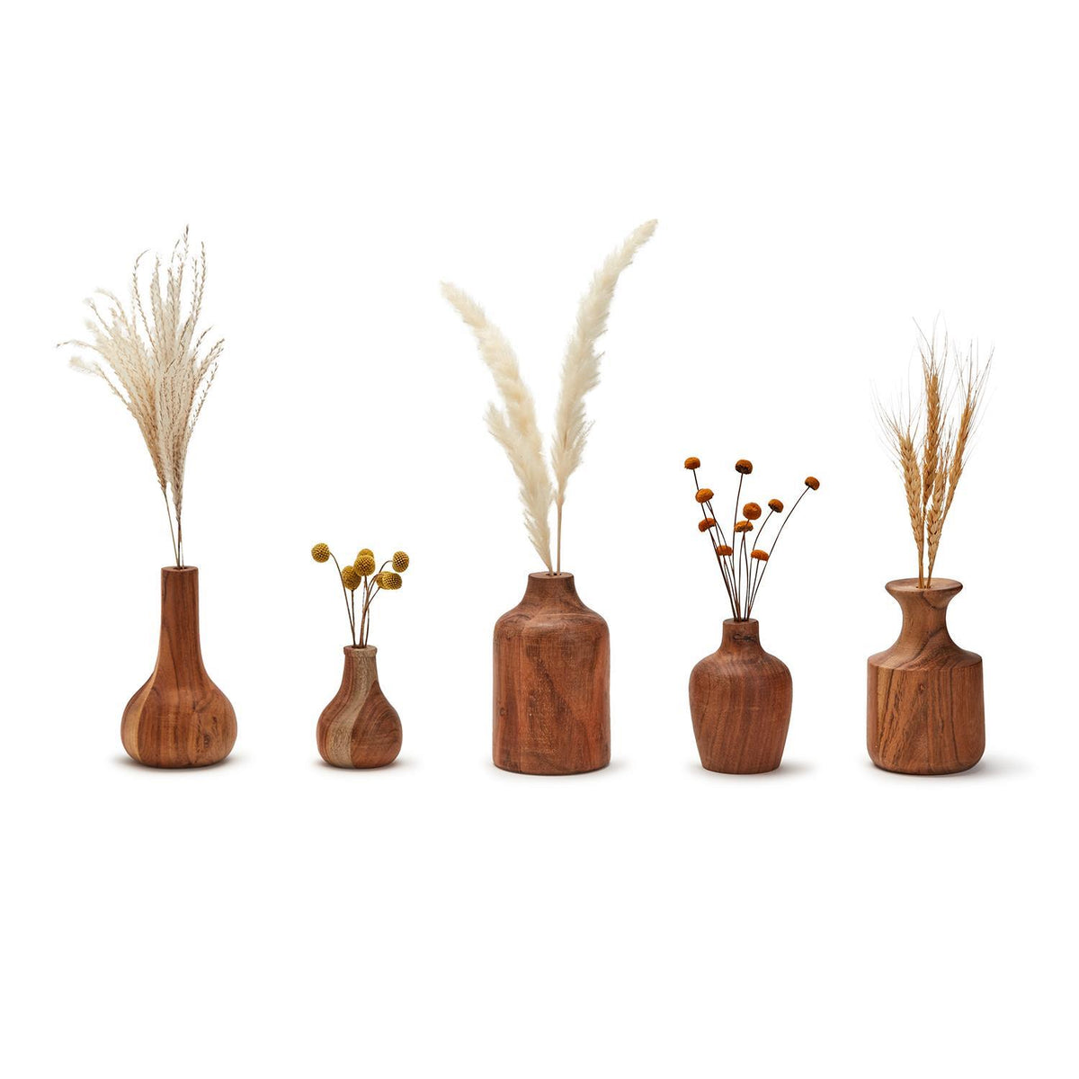 Wood Bud Vase, Set of 5