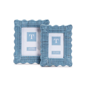 Blue Wicker Weave Photo Frame, Set of 2