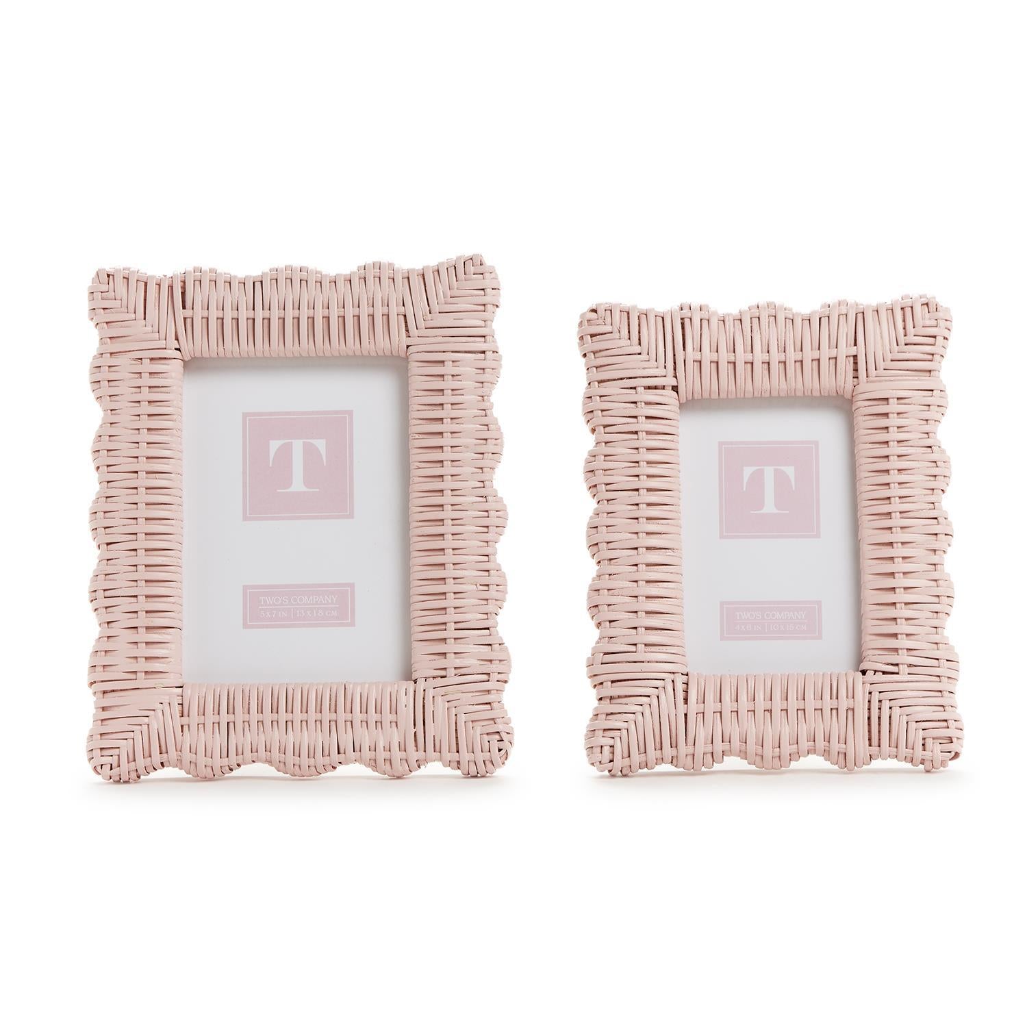Pink Wicker Weave Photo Frame, Set of 2