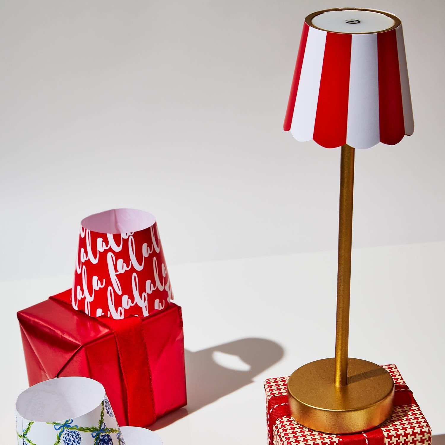 LED Cordless Table Lamp with Scalloped Edge Shade in Gift Box