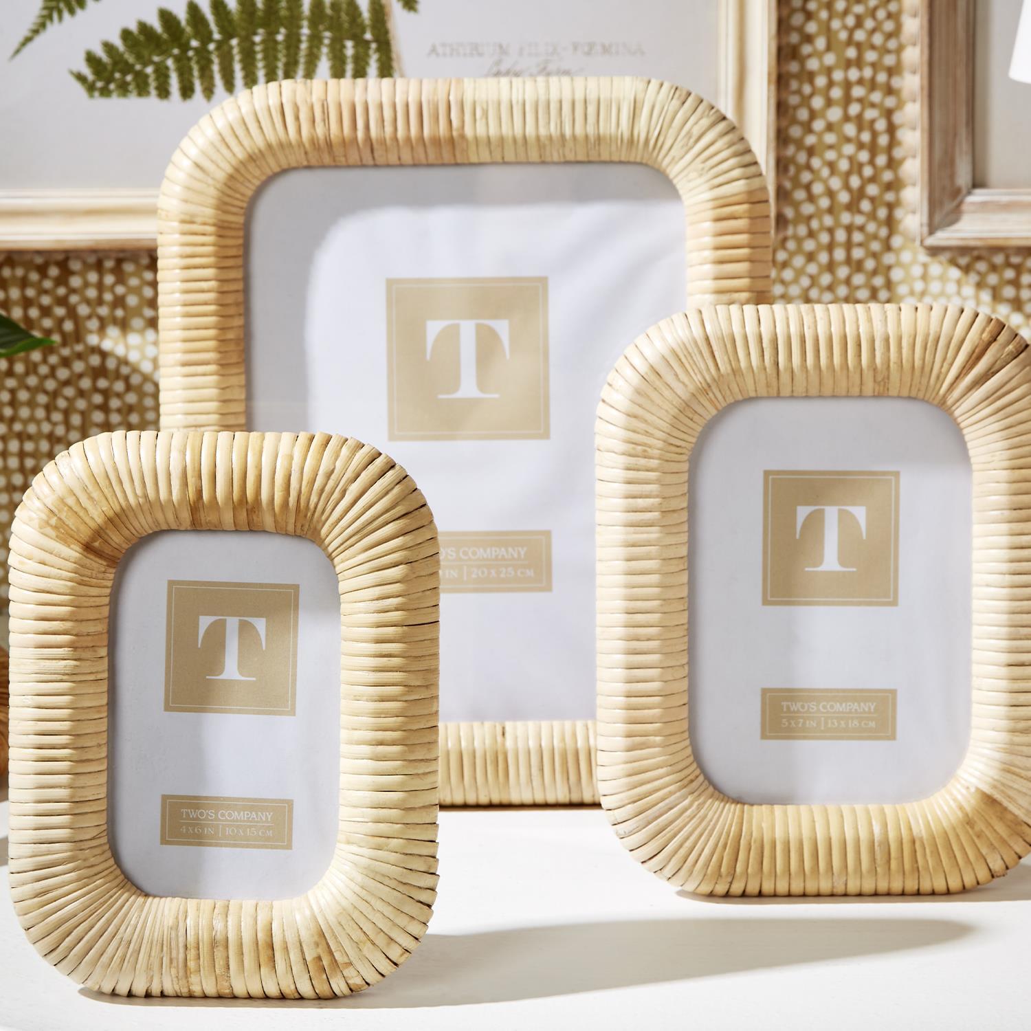 Woven Rattan Photo Frames, Set of 2