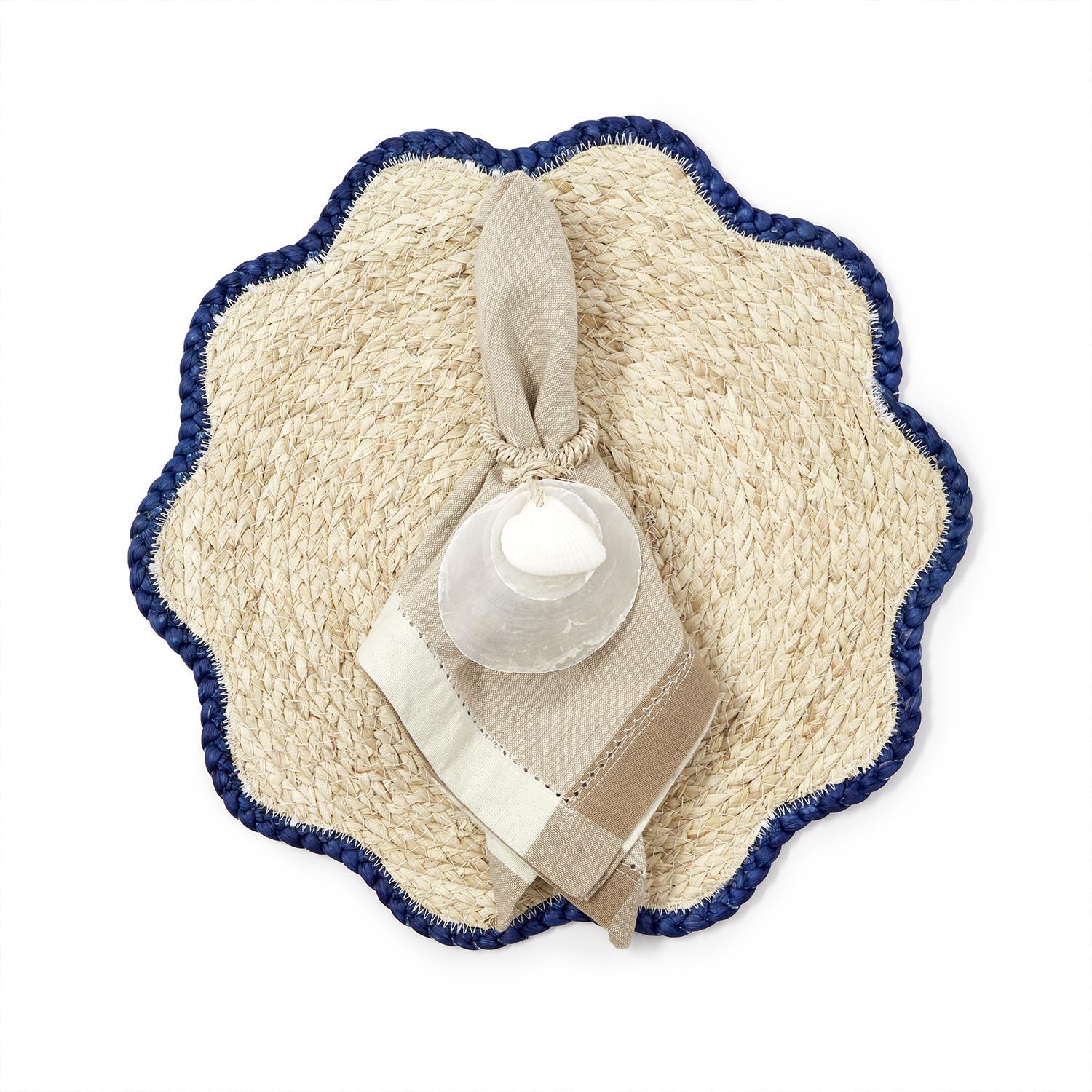 Handwoven Scalloped Edge Placemats, Set of 4