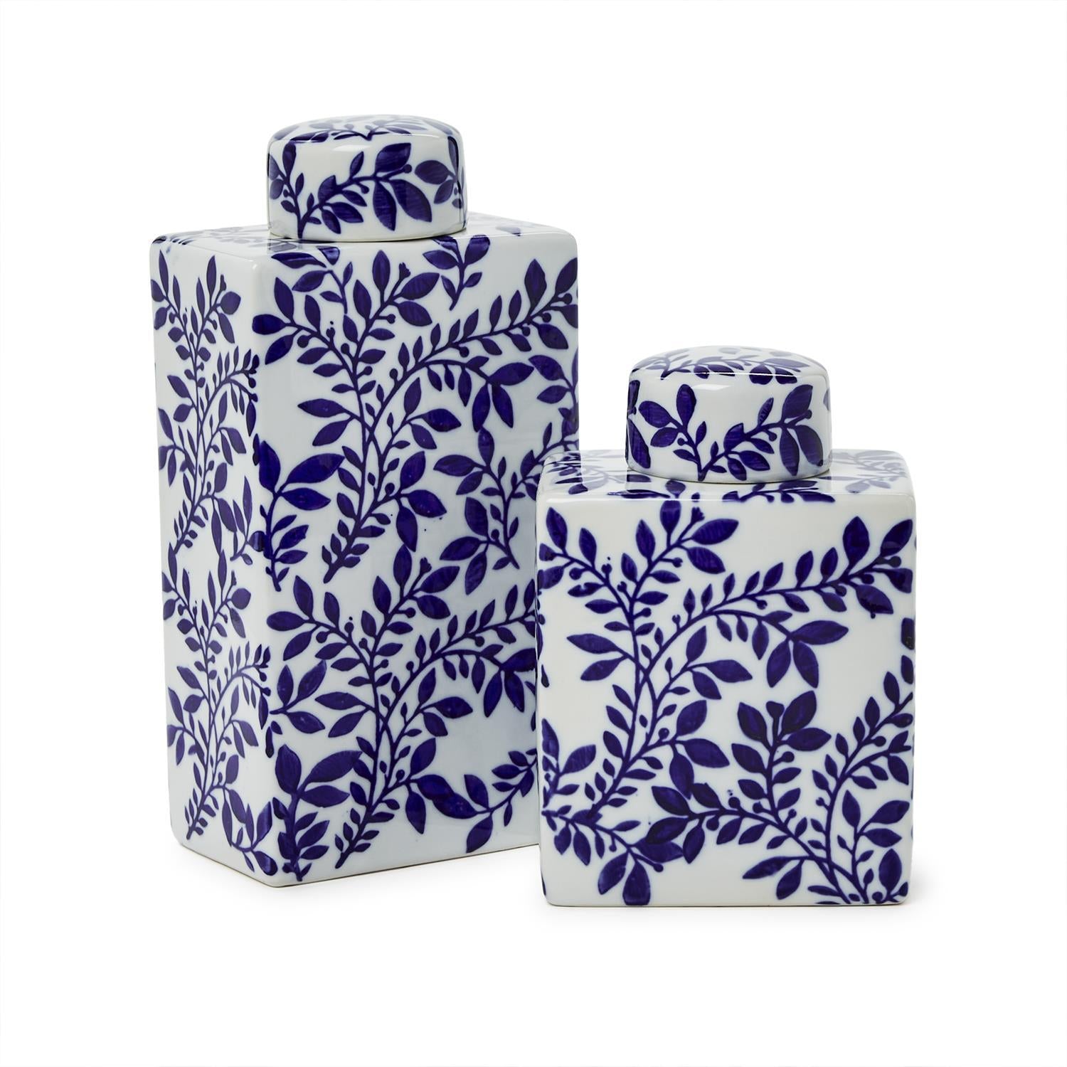 Blue and White Chinoiserie Tea Jars, Set of 2